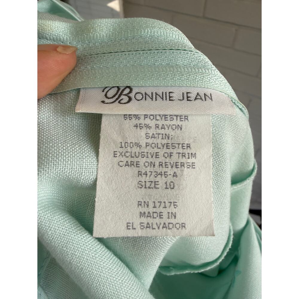 Bonnie Jean Girls Mint Green Embroidered Floral Easter Dress Size 10 Tie Bac - Picture 7 of 7